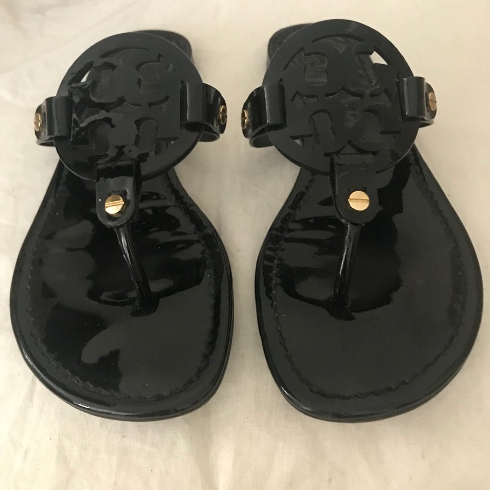 Tory Burch Miller sandal size 8 black patent